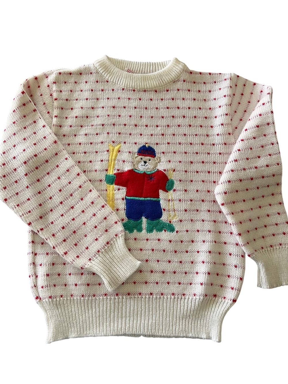 Vintage Early 90s Teddy Bear Ski Sweater size 7